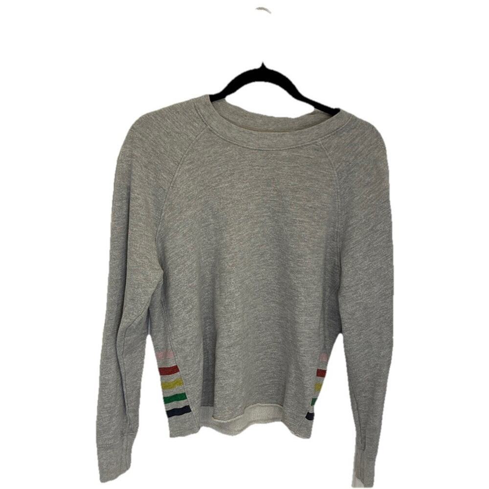 Sundry Women’s Crewneck Sweatshirt Small Rainbow side Stripe Raw Hem Casual